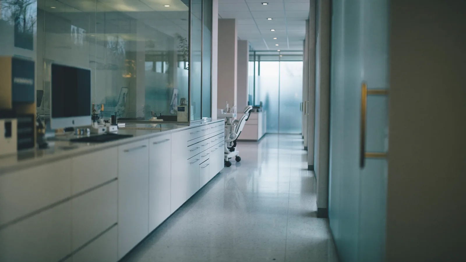 The clinic reception, seen on arrival