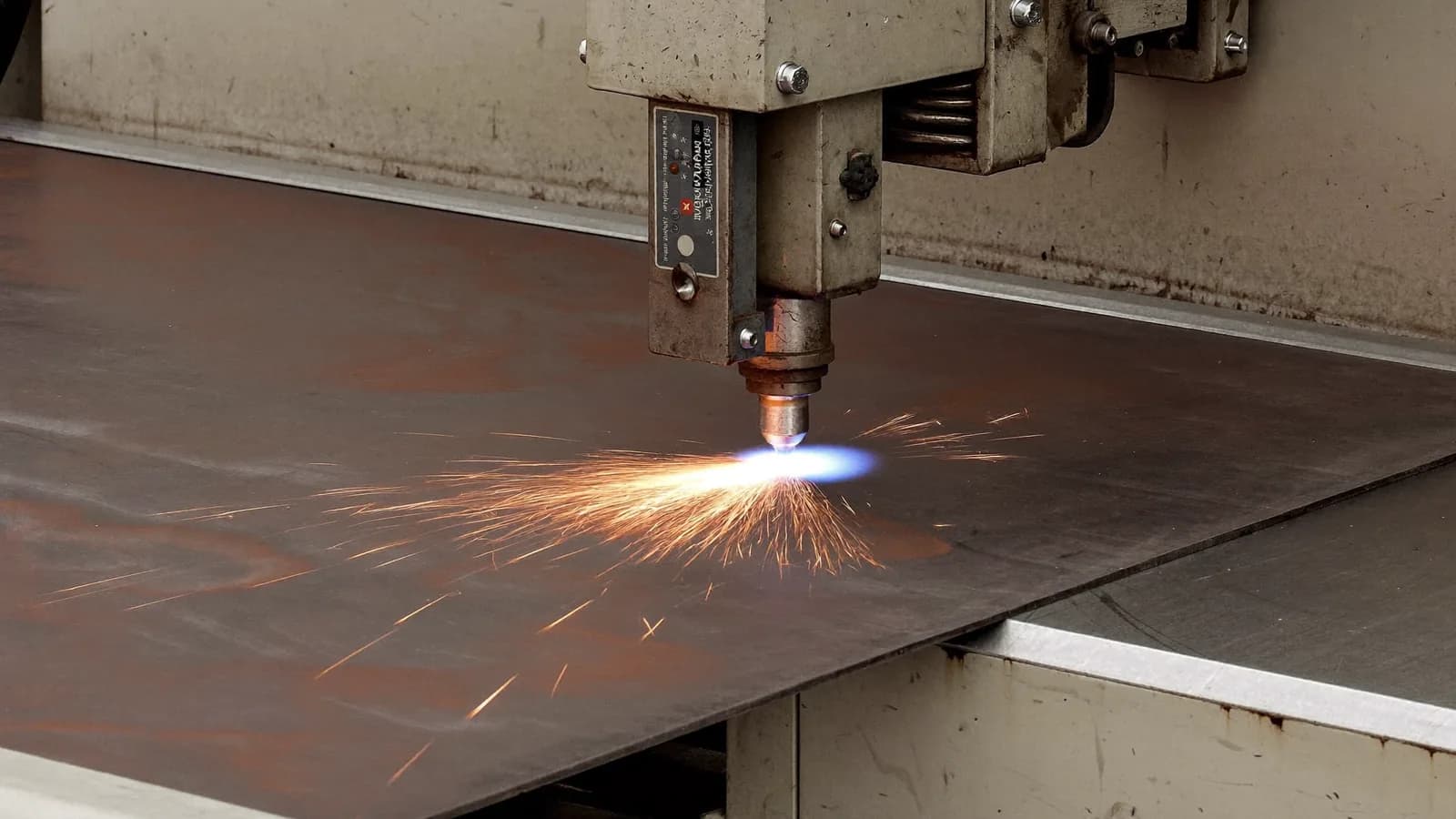 A plasma table cutting profiles from steel plate
