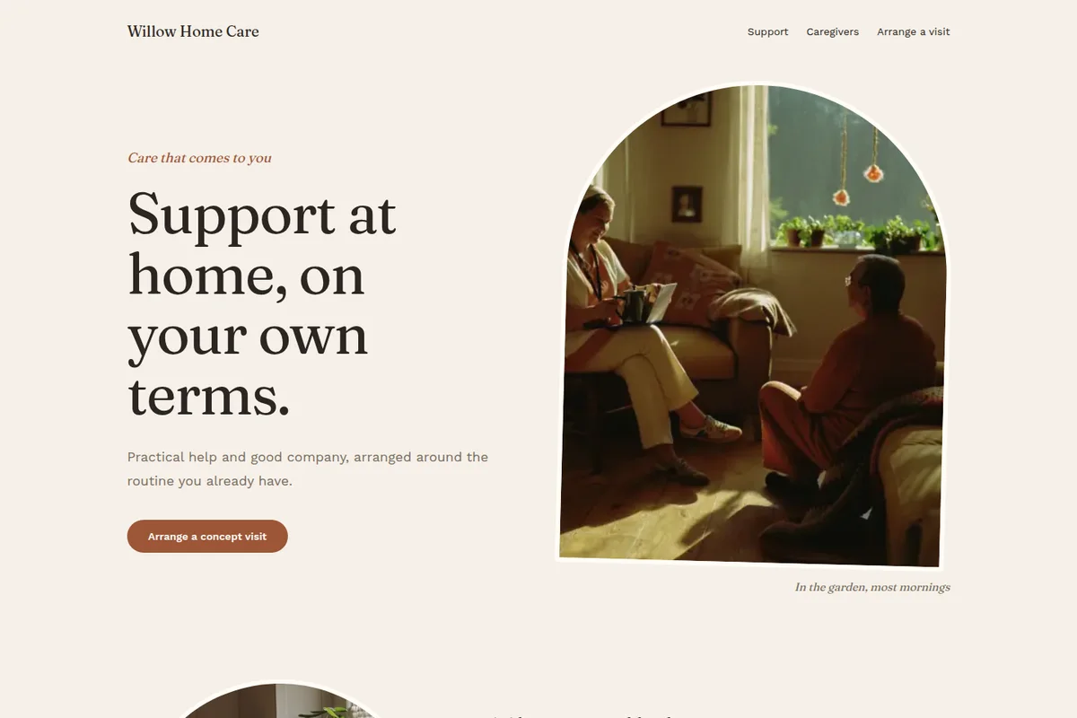 ตัวอย่างเว็บไซต์ Willow Home Care