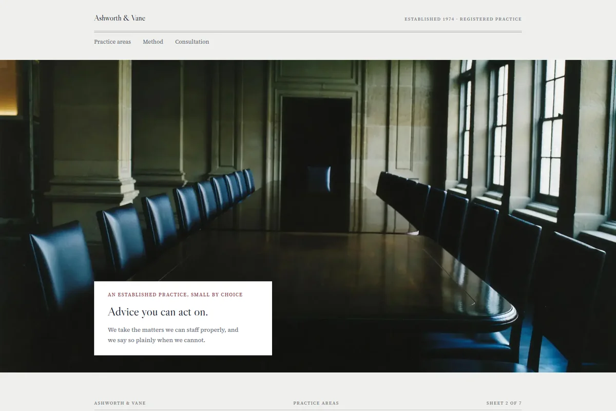 ตัวอย่างเว็บไซต์ Ashworth & Vane