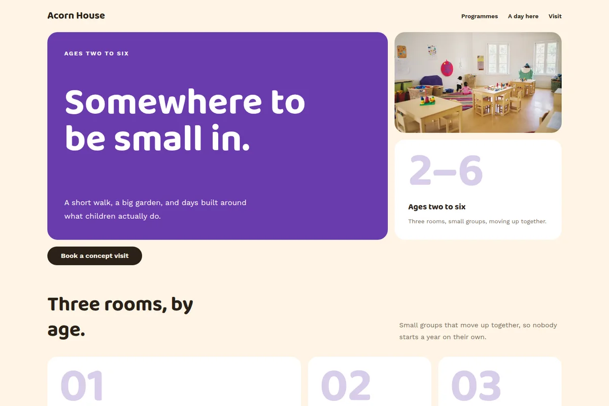 ตัวอย่างเว็บไซต์ Acorn House